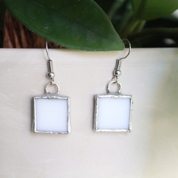 Small Square Stain Glass Earrings - Picture 2 of 6